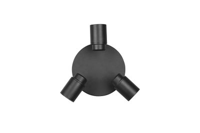 Plafonnier 3 spots salle de bains GU10 Angelo noir IP44 3x5W - TRIO