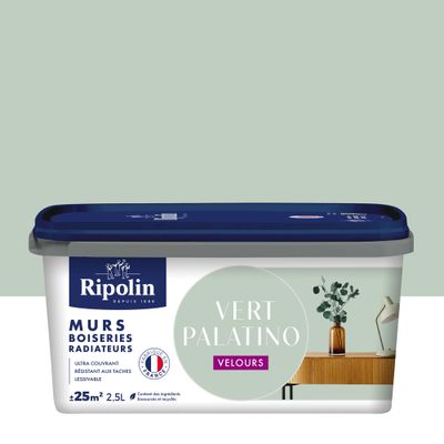 Peinture murs, boiseries et radiateurs vert palation velours 2,5 L - RIPOLIN