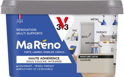 Peinture de rénovation multi- V33supports MaRéno chanvre finition satinée 0,5 L  - V33