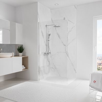 Panneaux muraux de douche 100+100x255 cm marbre de carrare DécoDesign Brio - SCHULTE