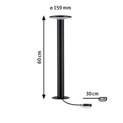 Borne extérieur LED 50cm Plug & Shine noir IP44 380 lumens blanc chaud - PAULMANN