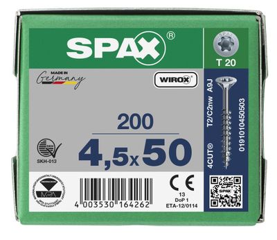 Vis tête fraisée T-star 4,5 x 50 mm par 200 SPAX