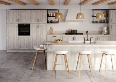 Porte transversale à cadre effet bois blanchi pour meuble haut de cuisine Quadro ANV-01 OAK 35 x 80 cm OFITRES