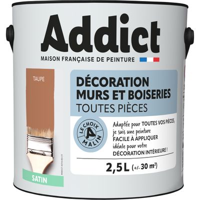 Peinture décoration Murs et Boiseries SATIN 2,5 L taupe - ADDICT