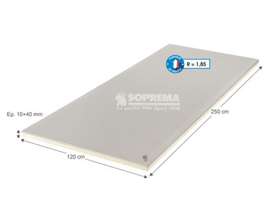 Doublage polyuréthane Haute Performance - Epaisseur 10+40 mm - l.1,20 x L. 2.5 m SOPREMA®