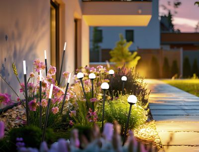 Bornes extérieur à piquer sur secteur 3 hauteurs LED blanc chaud  IP44 par 3 - Stick REALITY