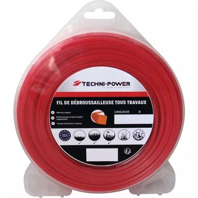Fil nylon carré 3 mm 43 m TECHNI-POWER