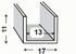 Profilé C aluminium Anodisé 17 x 11 x 13 x 2 mm 2 m (N) CQFD