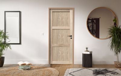 Bloc-porte postformé 3 panneaux placage chêne brut H.204 x l.73 cm poussant gauche - BCD