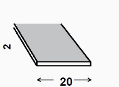 PROFILE PLAT ALUMINIUM ANODISE INCOLORE 20X2MM 2M  CQFD