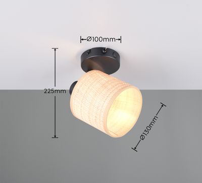 Spot mural AIMEE noir et naturel E14 10W - CASALUM