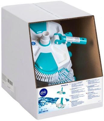 Balai aspirateur piscine ovale rotatif sans manche avec brosses latérales GRE