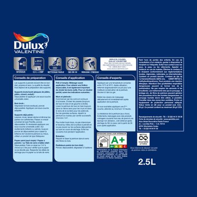 Peinture acrylique Finition Parfaite Blanc velours 2,5 L - DULUX VALENTINE