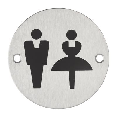 Plaque signalétique à visser Wc mixte diamètre 76 mm THIRARD