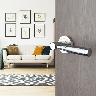 Poignées de porte sur rosaces rondes sans trou Casual aluminium nickelé mat ALPERTEC