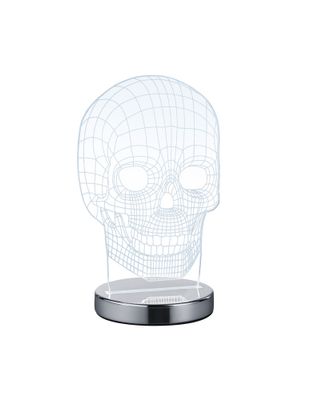 Lampe à poser LED Skull chrome et transparent 600 lumens blanc variable CCT - REALITY