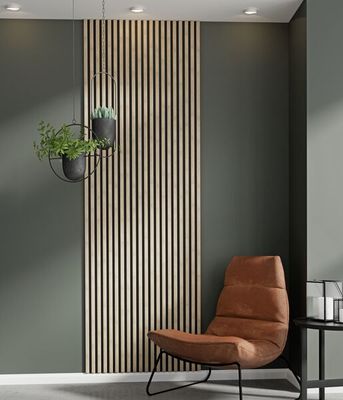 Panneau décoratif Decowall chêne clair sur fond noir - Lot de 2 - 17 x 300 x 2600 mm - AJ TIMBER