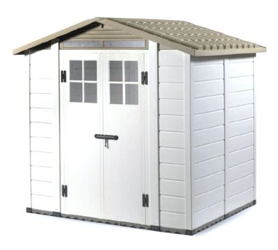 Abri de jardin en résine avec toit bi-pente et plancher en dalle composite 3,13 m², Livraison à domicile incluse - HABRITA