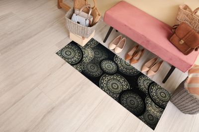 Tapis BOSTON "MANDALA NOIR" - 50x120cm - Ep.5mm ID HOME