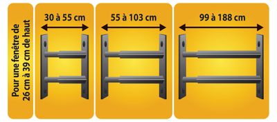 Grille de défense téléscopique de 30 à 55 cm 2 barreaux MOTTEZ