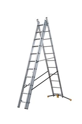 Echelle transformable 3 plans 3 x 11 échelons 6,90 / 7,60 m HobbyLot avec base rapportée aluminium - HAILO