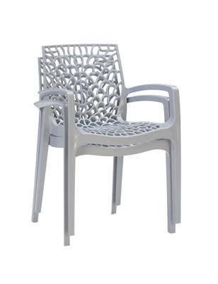 Fauteuil de jardin Gruvyer gris perle en résine GRANDSOLEIL