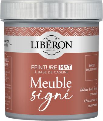 Peinture meuble bois à la caséine mat rouge pouzzolane 0,5 L - LIBERON