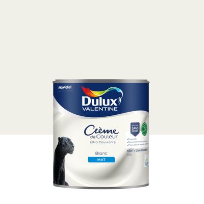 Peinture crème de couleur Blanc mat 0,5L - DULUX VALENTINE