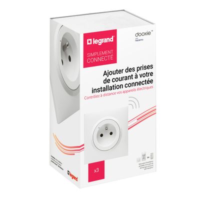 Prises électriques connectées encastrables + plaque Blanc par 3 - Dooxie with Netatmo LEGRAND