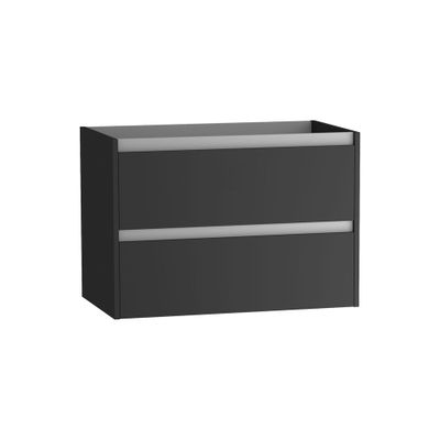 Caisson de salle de bains Thana 2 tiroirs L80 x H55 x P45 cm panneau de particules anthracite mat