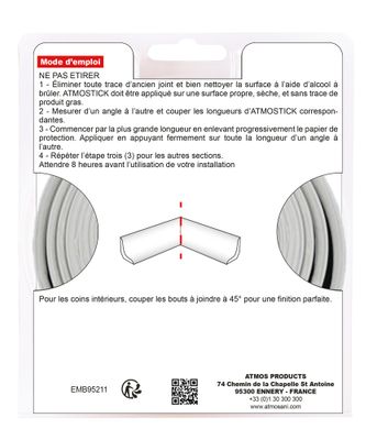 Joint Étanchéité Adhésif Préformé Blanc 3.35 m x 13 mm ATMOS