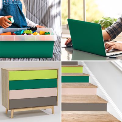 Adhésif décoratif uni mat green cedar 2 x 0,675 m VENILIA