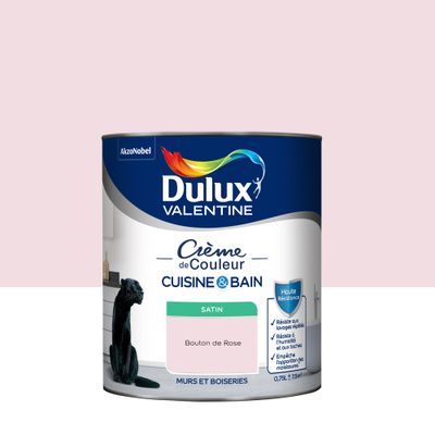 Peinture Crème de Couleur Cuisine et Bain Satin Bouton de Rose 0,75 L - DULUX VALENTINE