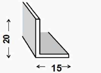 Cornière inégale aluminium 20 x 15 x 1,2 mm 2,50 m CQFD