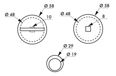 Poignée cuvette chromé ronde pour serrure porte coulissante THIRARD