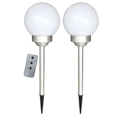 Bornes à piquer extérieur solaire LED Millos aluminium RGBW par 2 - TIBELEC
