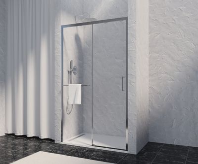 Porte de douche coulissante 120x200 cm profilé chrome verre transparent 8 mm Signature - OCEA