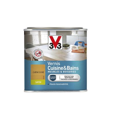 Vernis Pur Protect cuisine et bains satin chêne doré 0,5 L - V33