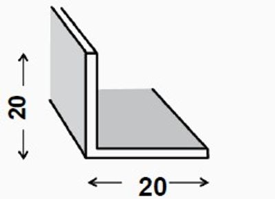 Cornière égale aluminium laqué blanc 20 x 20 x 1,2 mm 2 m CQFD
