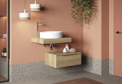 Plan de travail de salle de bains Lotus L60 x H8 x P46 cm panneau de particules bois