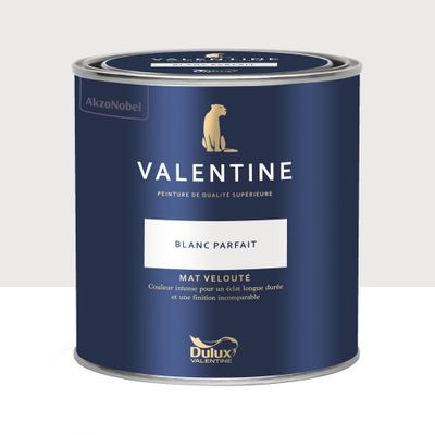 Peinture Valentine Mat Velouté Blanc Parfait 0,5 L - DULUX VALENTINE
