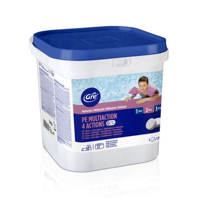 Chlore multi-actions piscine 4 actions seau de 5 kg GRE
