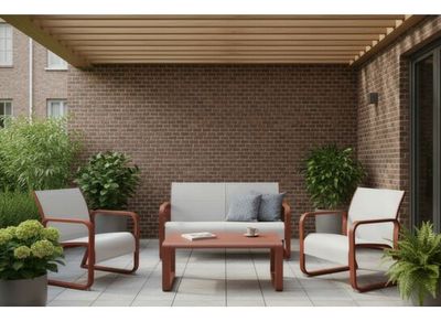 Canapé de jardin QUENZA II aluminium terra chevron crème, Livraison à domicile incluse - PROLOISIRS