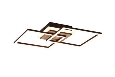 Plafonnier LED carrés Giro noir et bois 3000 lumens blanc variable CCT - REALITY