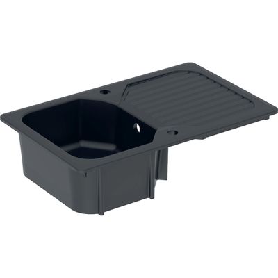 Evier de cuisine grès noir 80x50 cm 1 bac 1 egouttoir Garrigue - PERLINE