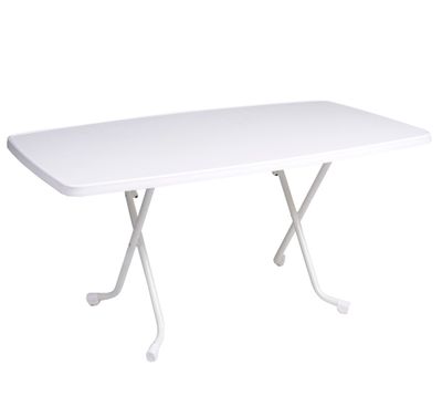 Table de jardin pliante GUERIDON COLA acier blanc 150 x 90 cm, Livraison à domicile incluse - PROLOISIRS