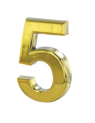 Chiffre 5 adhésif hauteur 50 mm ABS doré THIRARD