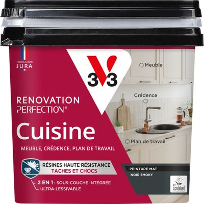 Peinture de rénovation pour cuisine noir smoky finition mate 0,75 L - V33