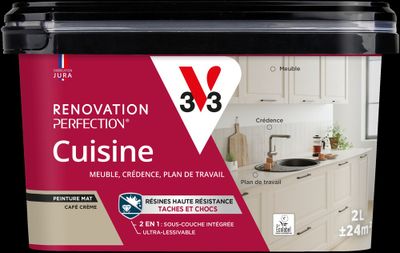 Peinture de rénovation pour cuisine café crème finition mate 2L - V33