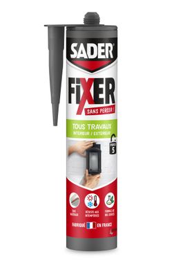 Mastic colle de fixation Fixer Sans Percer tous travaux cartouche 445 g - SADER